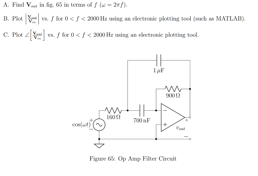 Solved Find V out in fig.65 in terms of f omega 2 pi f