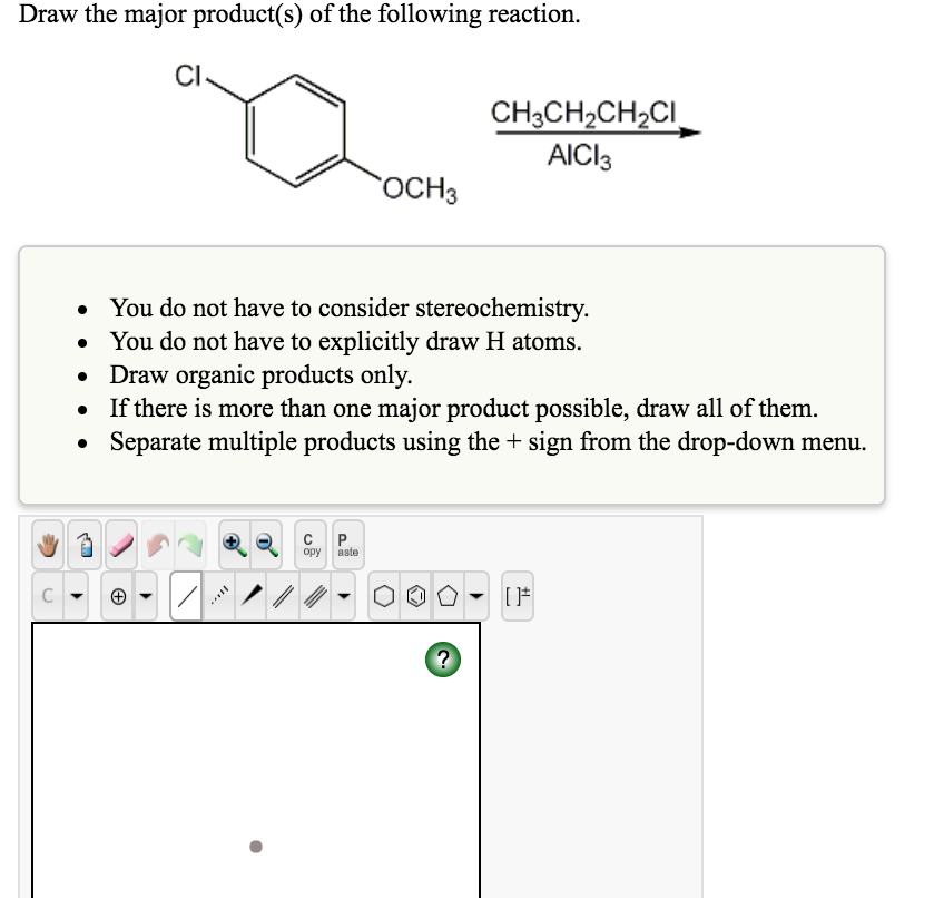 Solved Draw the major product(s) of the following reaction.