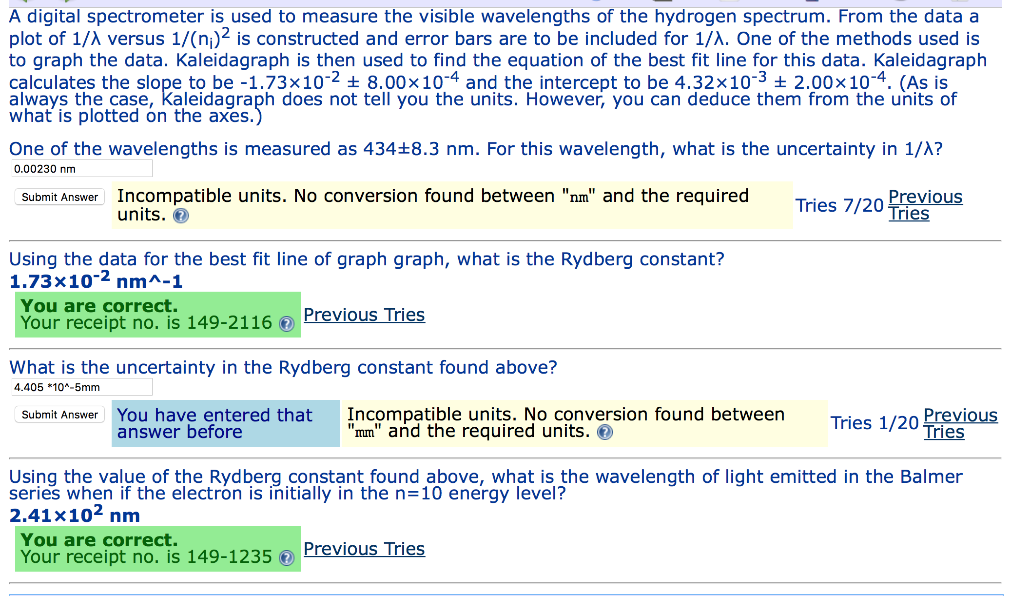 Solved A digital spectrometer is used to measure the visible