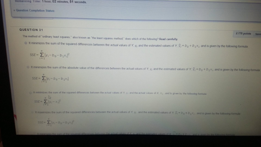 Solved The Method Of Ordinary Least Squares Also Known Chegg Solved The Method Of Ordinary Least Squares Also Known Chegg