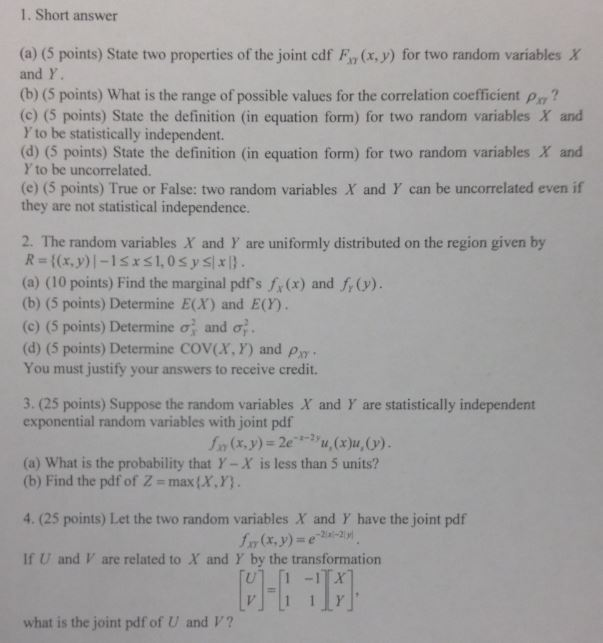 Solved State two properties of the joint cdf F_XY (x, y) for
