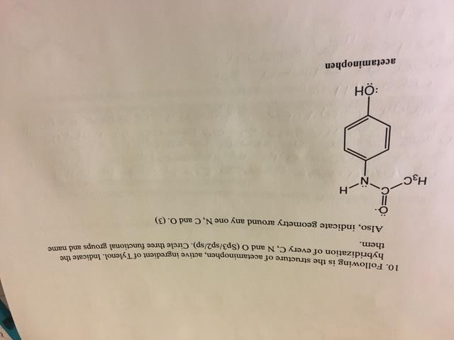 Solved Following Is The Structure Of Acetaminophen, Active | Chegg.com