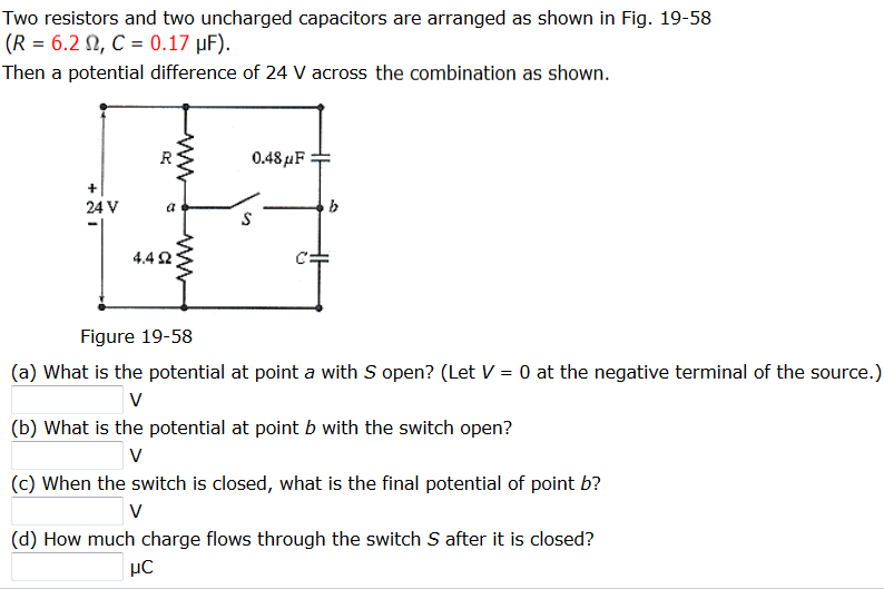 Solved Two Resistors And Two Uncharged Capacitors Are Arr...