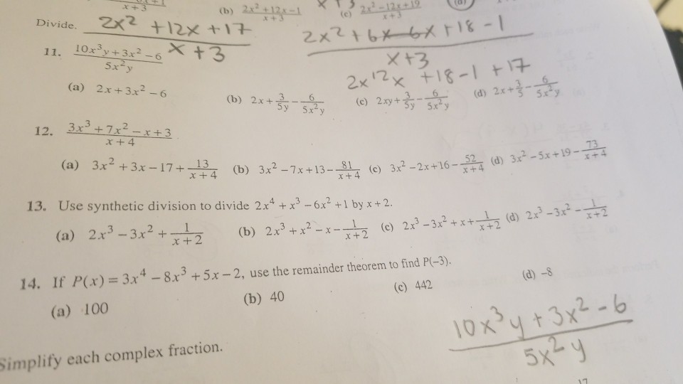 Solved x+3 (b) 2x2 2x2 +12x+17 Divide. x + lOxy 3x2-6 5x2y | Chegg.com