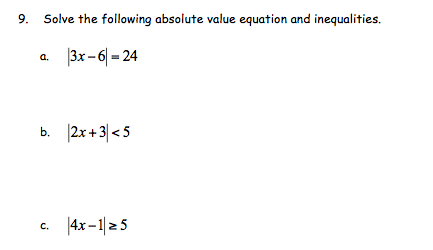 Solved 9. Solve the following absolute value equation and | Chegg.com