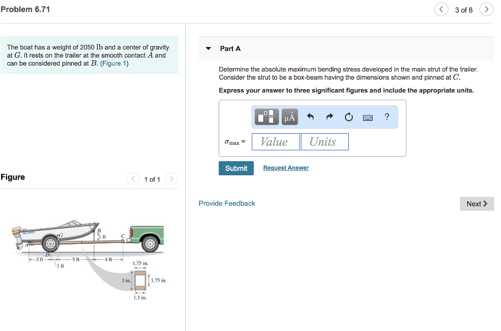 Solved Problem 6.71 3 Of 8 The Boat Has A Weight Of 2050 Lb | Chegg.com