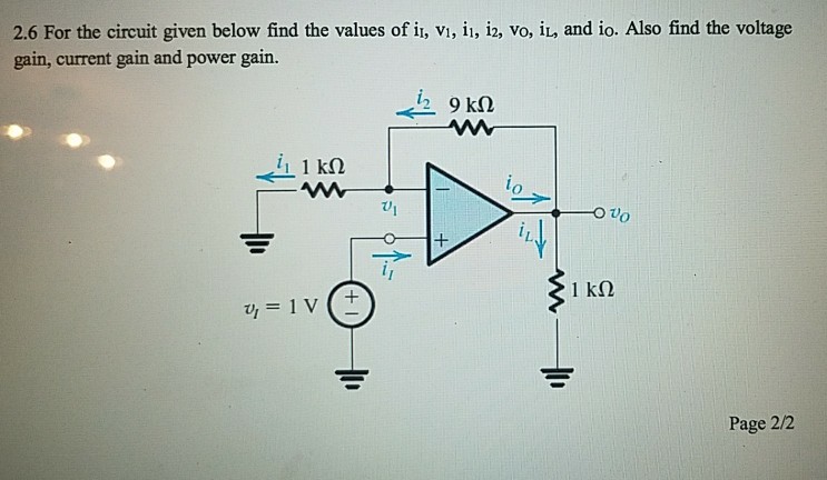 Solved 2.6 For the circuit given below find the values of i, | Chegg.com