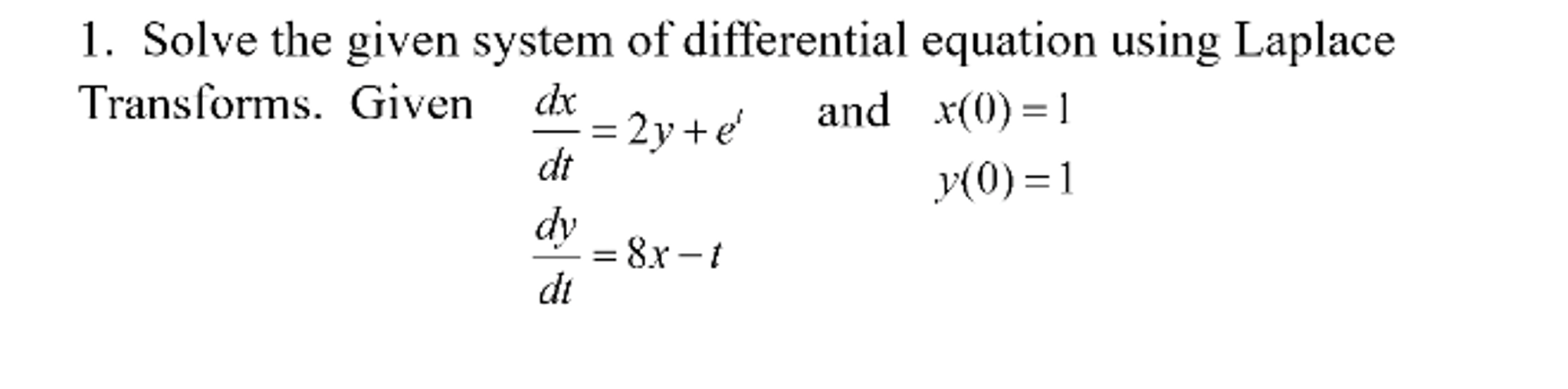Solved Solve The Given System Of Differential Equation Using 2382