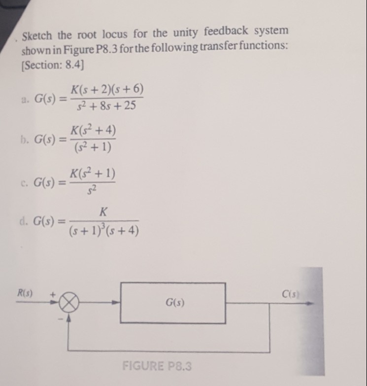 Solved Sketch The Root Locus For The Unity Feedback System Chegg Com