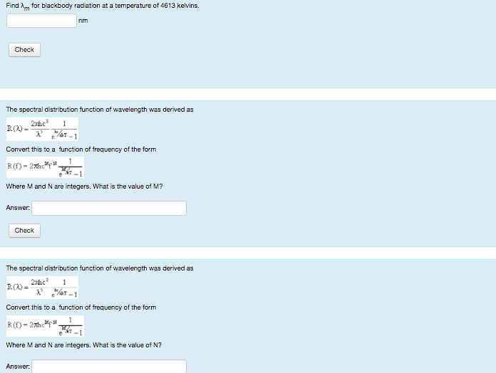 Solved find lambda m for blackbody radiation at a temperate chegg