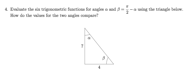 Solved Evaluate The Six Trigonometric Functions For 5866