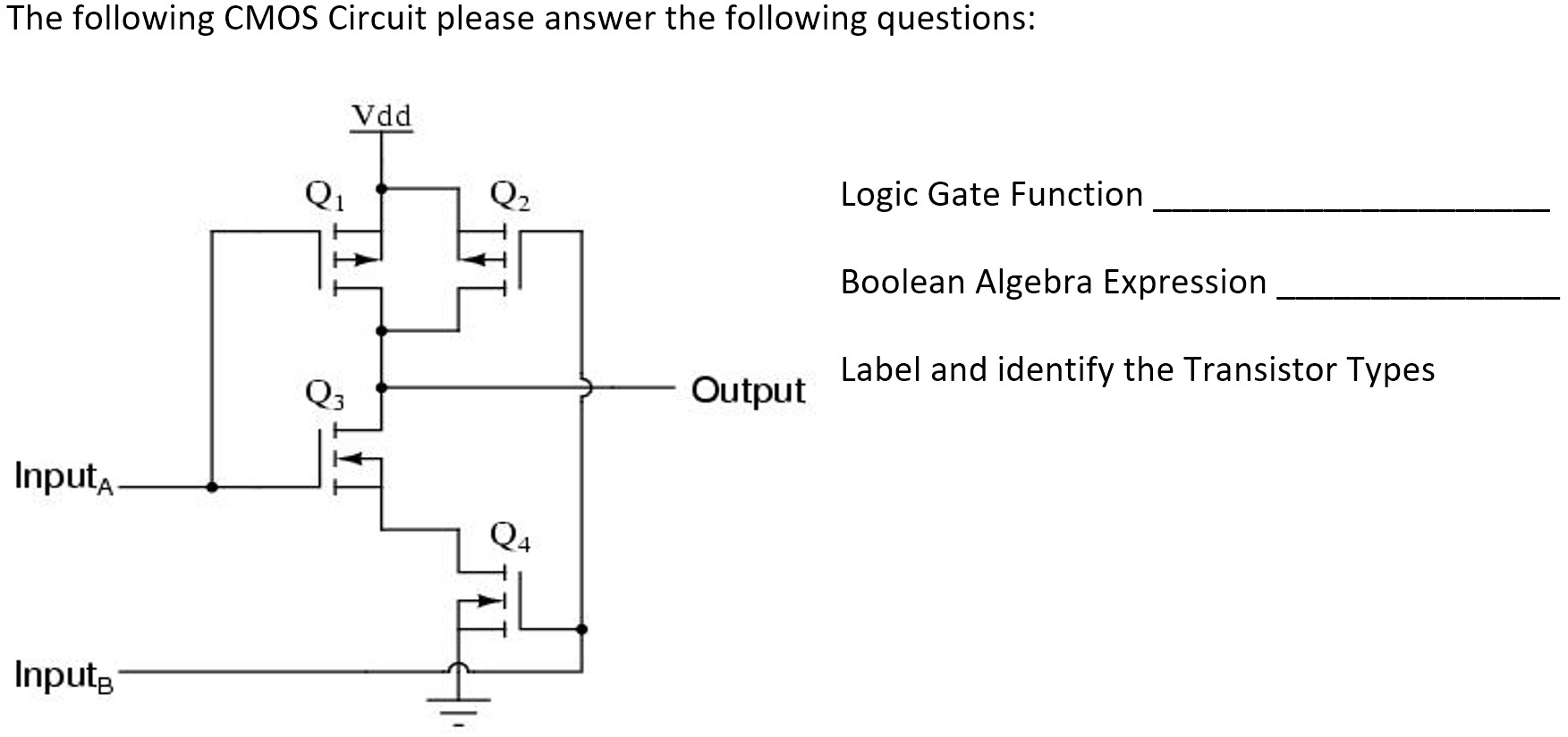 Solved The following CMOS Circuit please answer the | Chegg.com