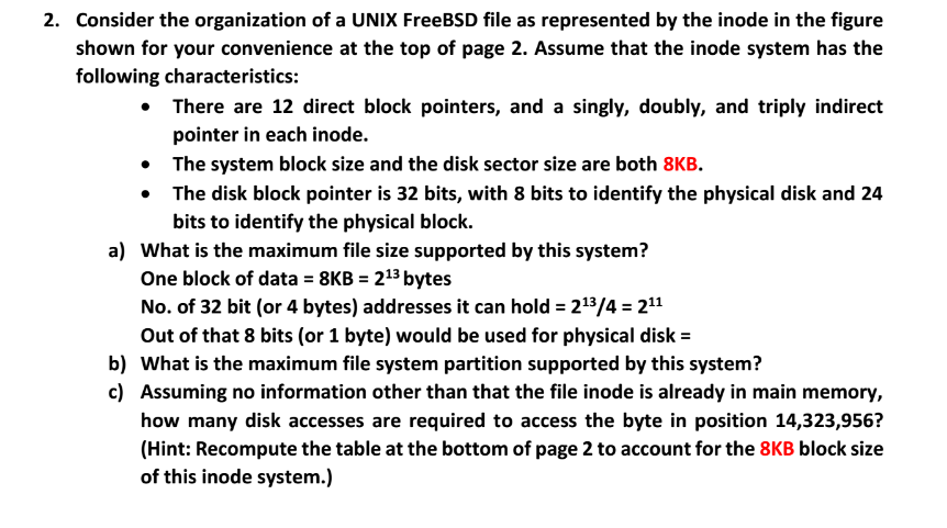 Solved Structure of UNIX FreeBSD inode and file: Consider | Chegg.com