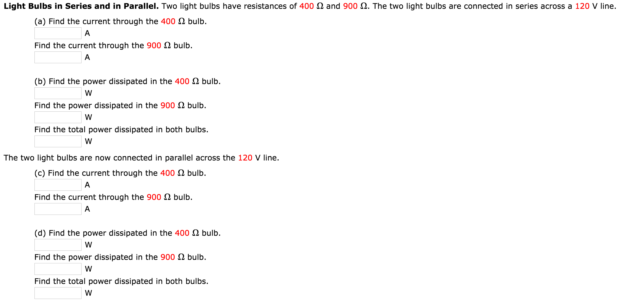 Solved Light Bulbs in Series and in Parallel. Two light