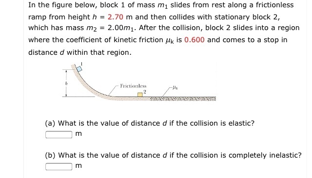 Solved In the figure below, block 1 of mass m1 slides from | Chegg.com