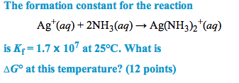 Solved The formation constant for the reaction Ag +( a q ) + | Chegg.com