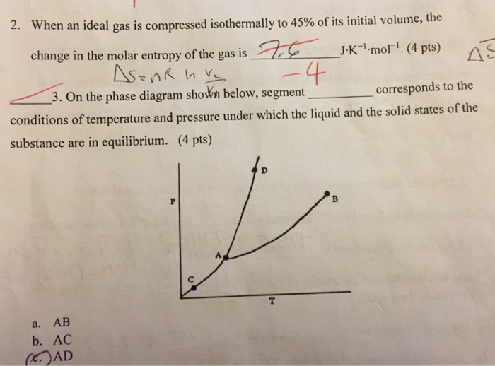 Solved When An Ideal Gas Is Compressed Isothermally To 45% | Chegg.com