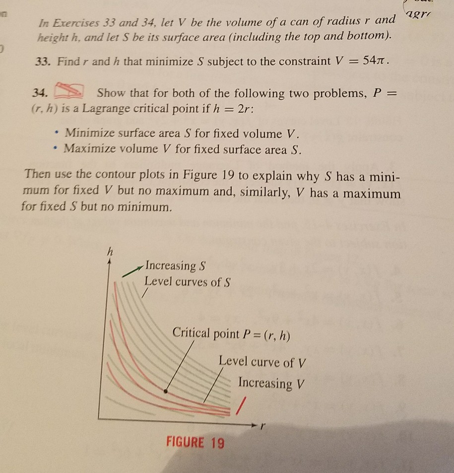 Solved In Exercises 33 and 34, let V be the volume of a can | Chegg.com