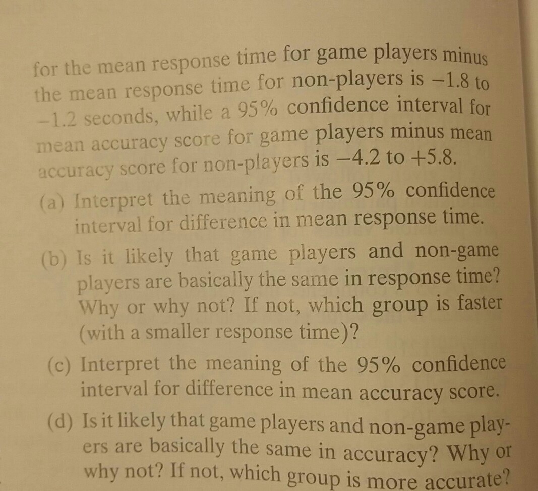 Solved 3.57 Playing Video Games A new study provides some