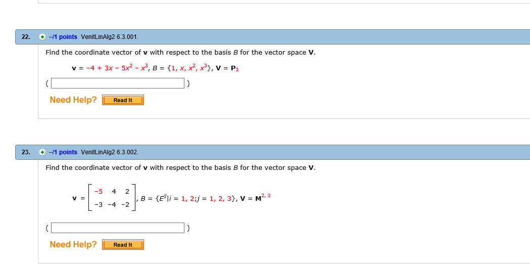 Solved 22.Find The Coordinate Vector Of Y With Respect To | Chegg.com