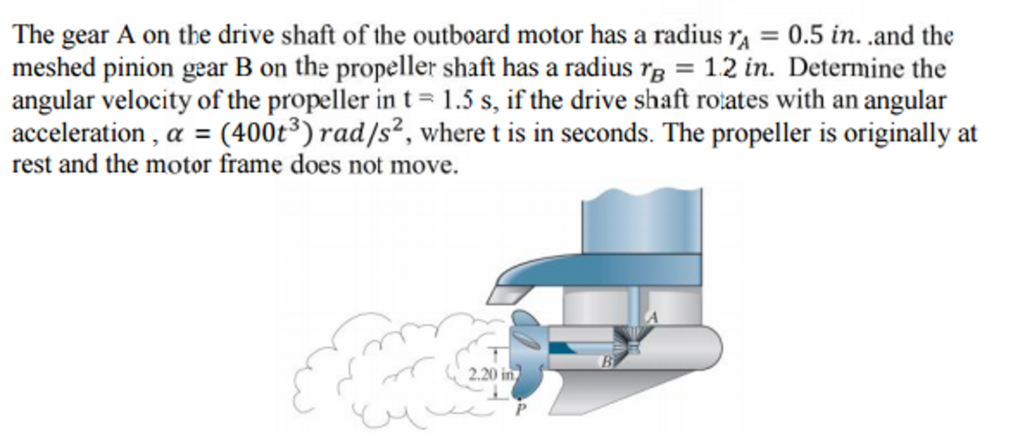 Solved The gear A on the drive shaft of the outboard motor