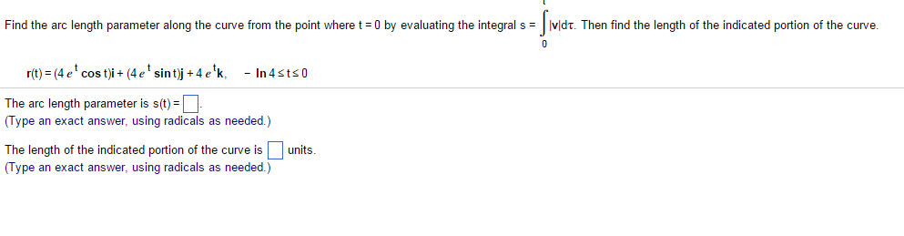 Solved Find the arc length parameter along the curve from | Chegg.com