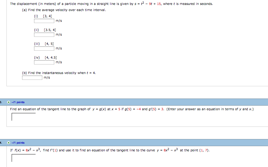 Solved The displacement (in meters) of a particle moving in