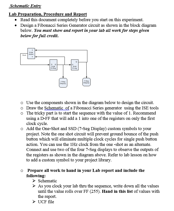 Schematic Entry Lab Preparation. Procedure and | Chegg.com