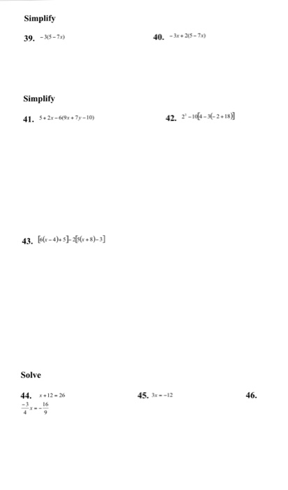 3(3y - 5)   2(7 - 2x)simplified