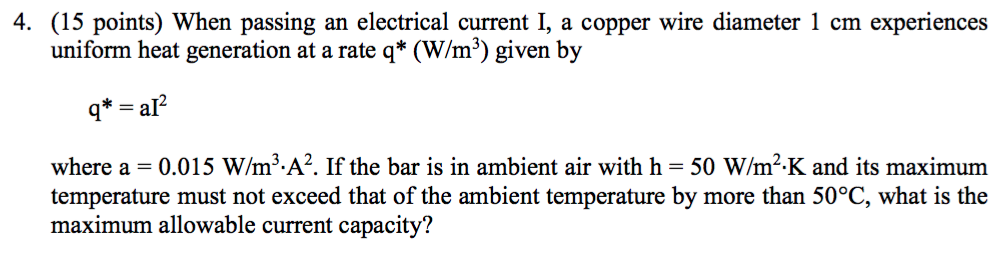 Solved When passing an electrical current I, a copper wire | Chegg.com