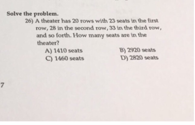 Solved A theater has 20 rows with 23 seats in the first row