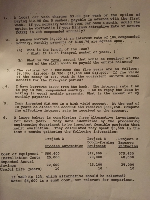 Solved A local car wash charges 3.00 per wash or the option