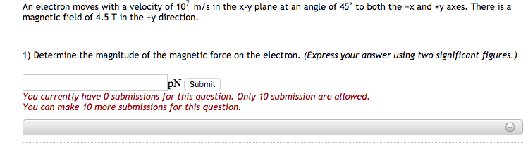 Solved An electron moves with a velocity of 10 m/s in the | Chegg.com