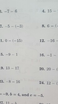 Solved 4. 15 7. 5 (-3) 1. 0 15) 16 -1 9.13 17 20. 20 23.-8 | Chegg.com