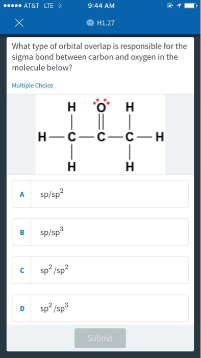 Solved What type of orbital overlap is responsible for the | Chegg.com
