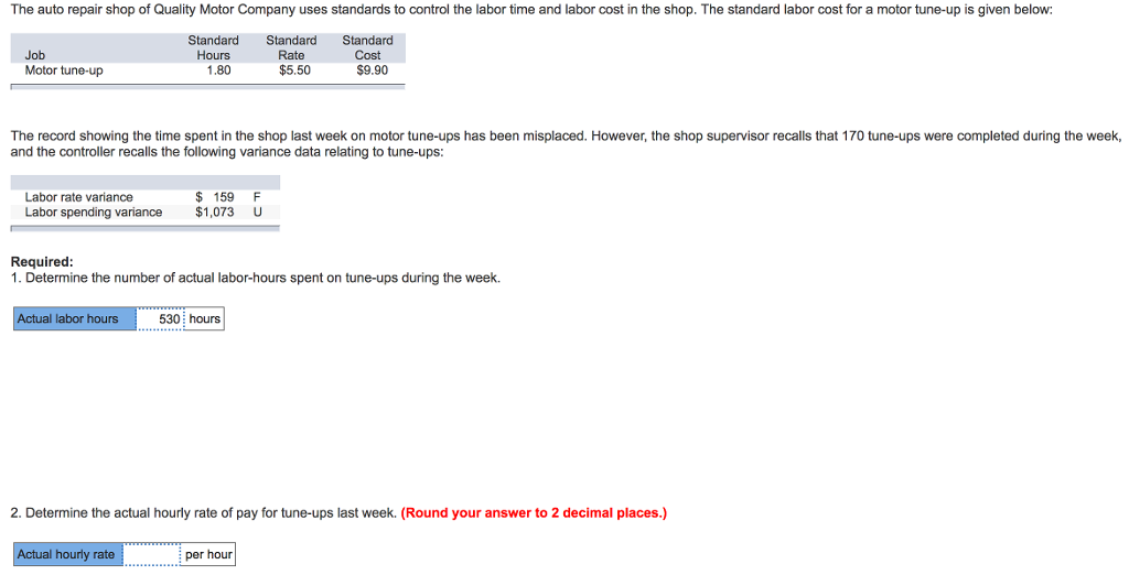 Solved The auto repair shop of Quality Motor Company uses