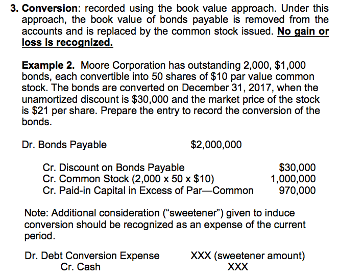 Solved 3. Conversion recorded using the book value