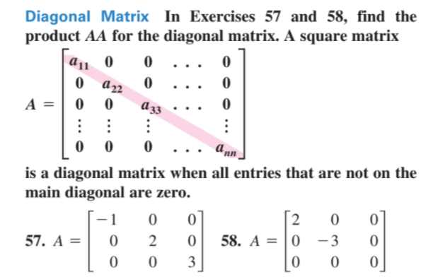 Solved Diagonal Matrix In Exercises 57 and 58, find the | Chegg.com