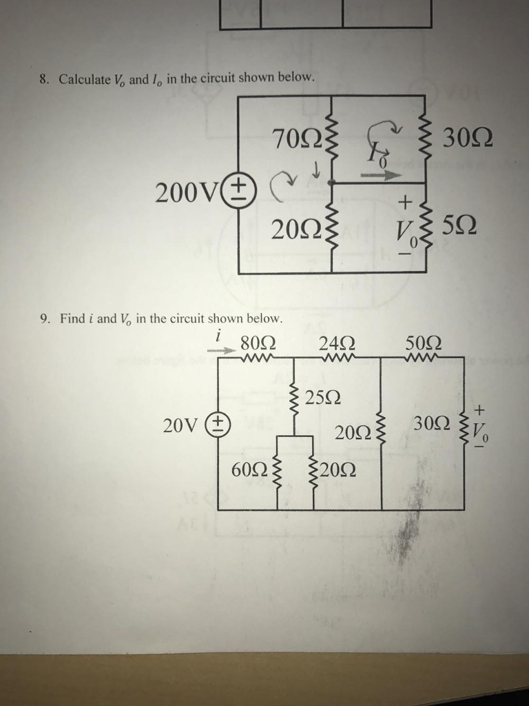 Solved 8. Calculate Vo and lo in the circuit shown below. | Chegg.com