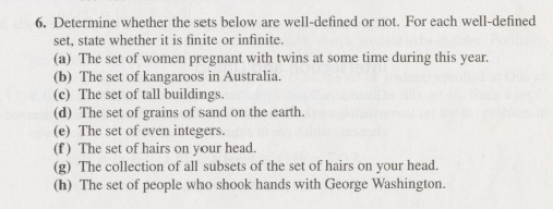 Solved Are There Well defined Sets In Exercise 6 For Which Chegg