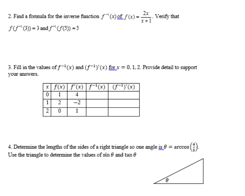 Solved Find A Formula For The Inverse Function F 1 X Of