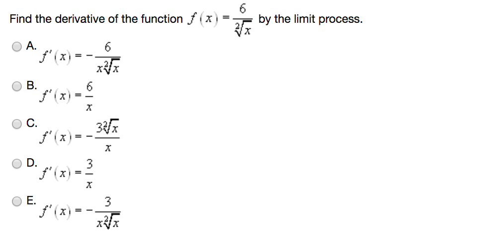Find The Derivative Of The Function By The Limit Process Solved Find the derivative of the function J by the limit | Chegg.com