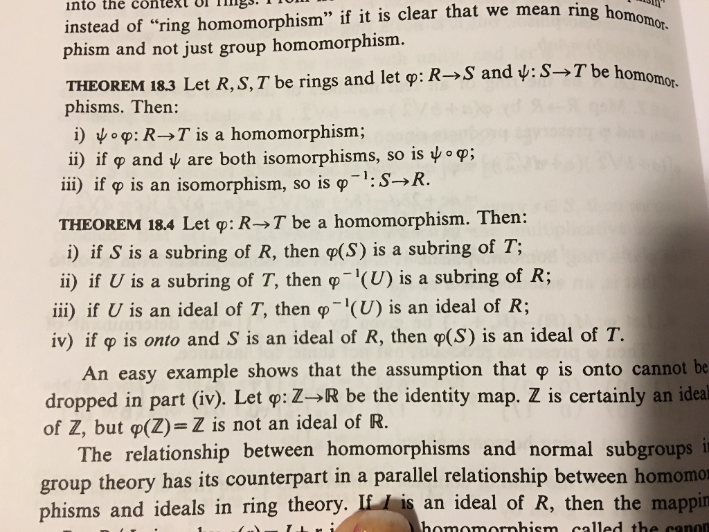 Solved Instead Of “ring Homomorphism” If It Is Clear That We | Chegg.com