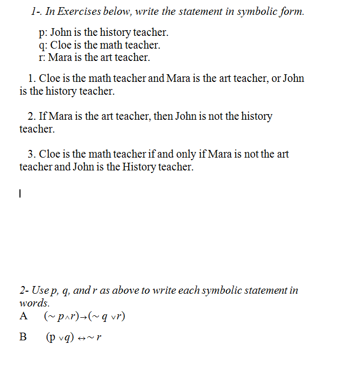 Solved 1 In Exercises Below Write The Statement In Chegg