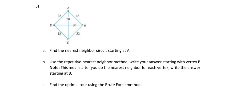 Solved Find the nearest neighbor circuit starting at A. Use | Chegg.com