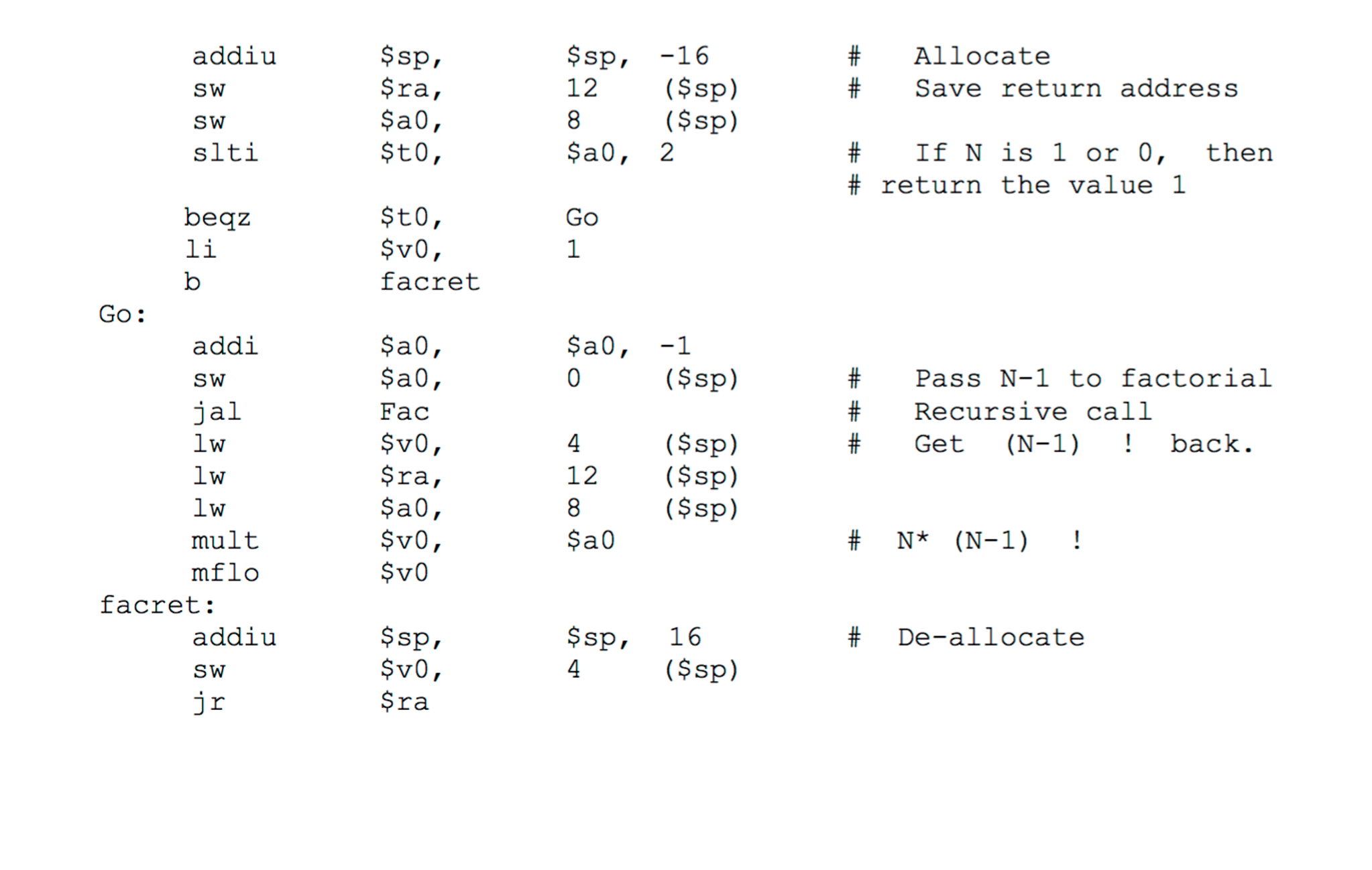 factorial of a non negative integer in c