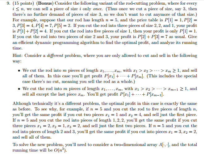 Solved Consider The Following Variant Of The Rod Cutting