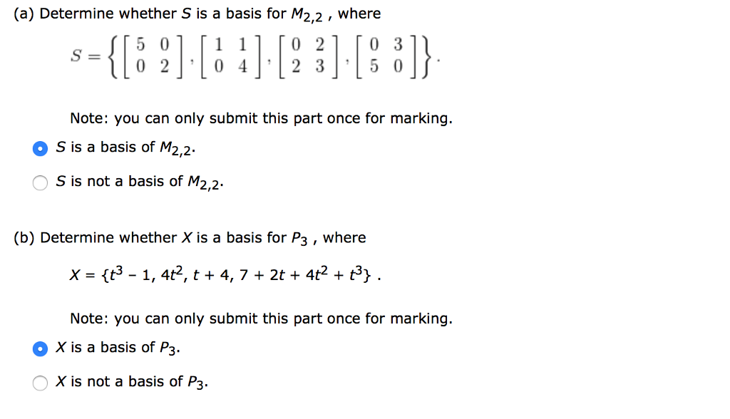 Solved (a) Determine whether S is a basis for M_2, 2, where | Chegg.com