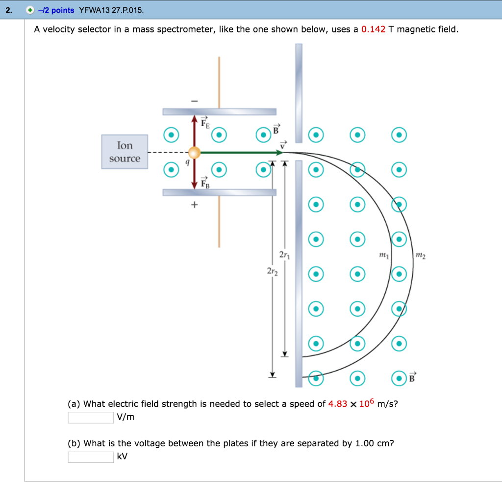Solved A velocity selector in a mass spectrometer, like the