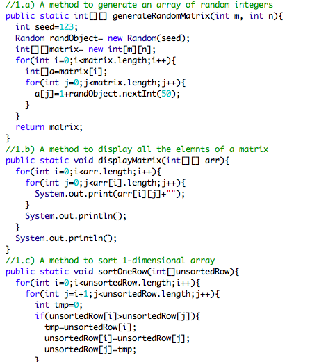 Solved //1.a) A method to generate an array of random | Chegg.com